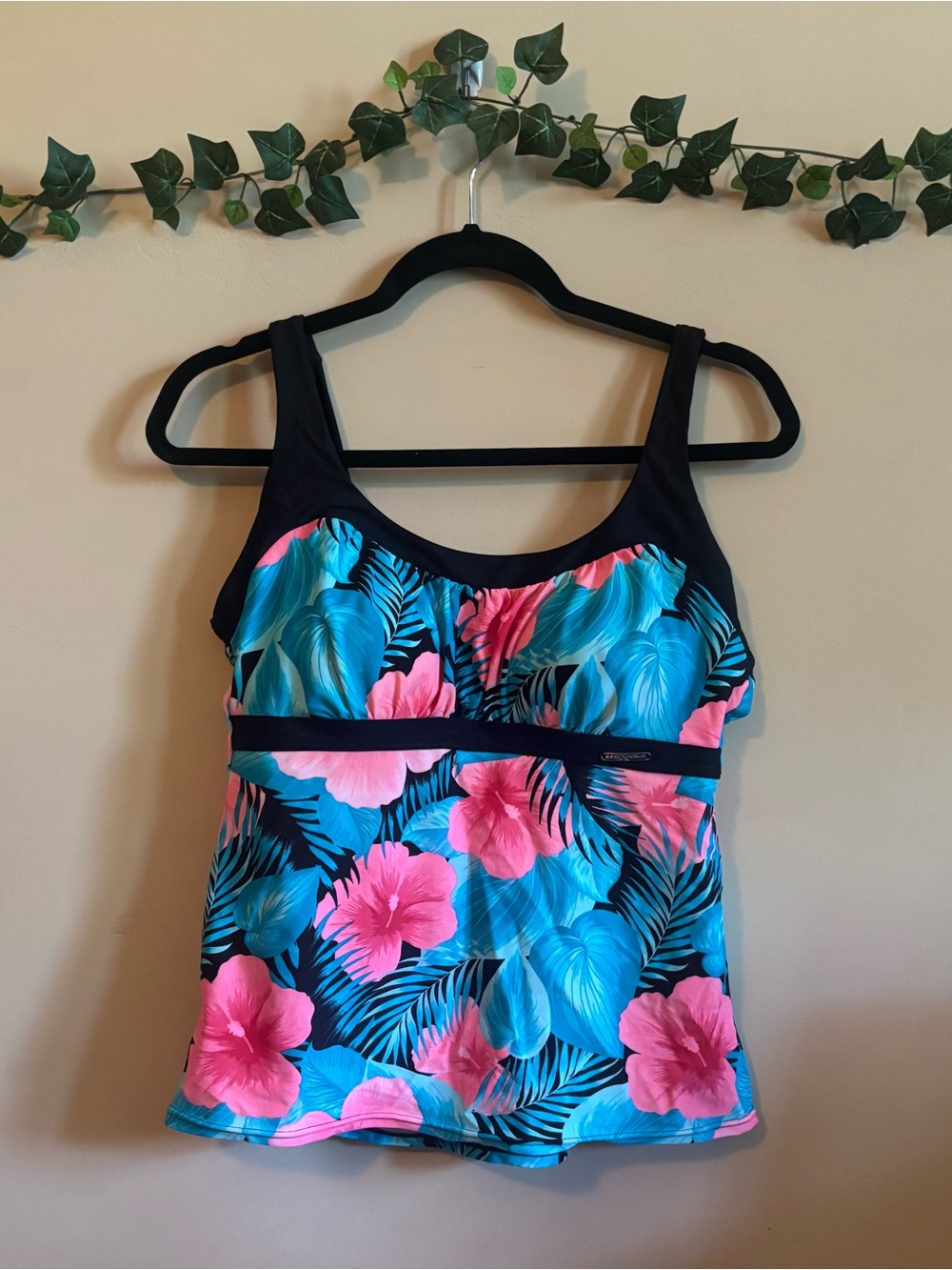 ZeroXposur Women’s Floral Swim Tankini Top in Black, Blue & Pink